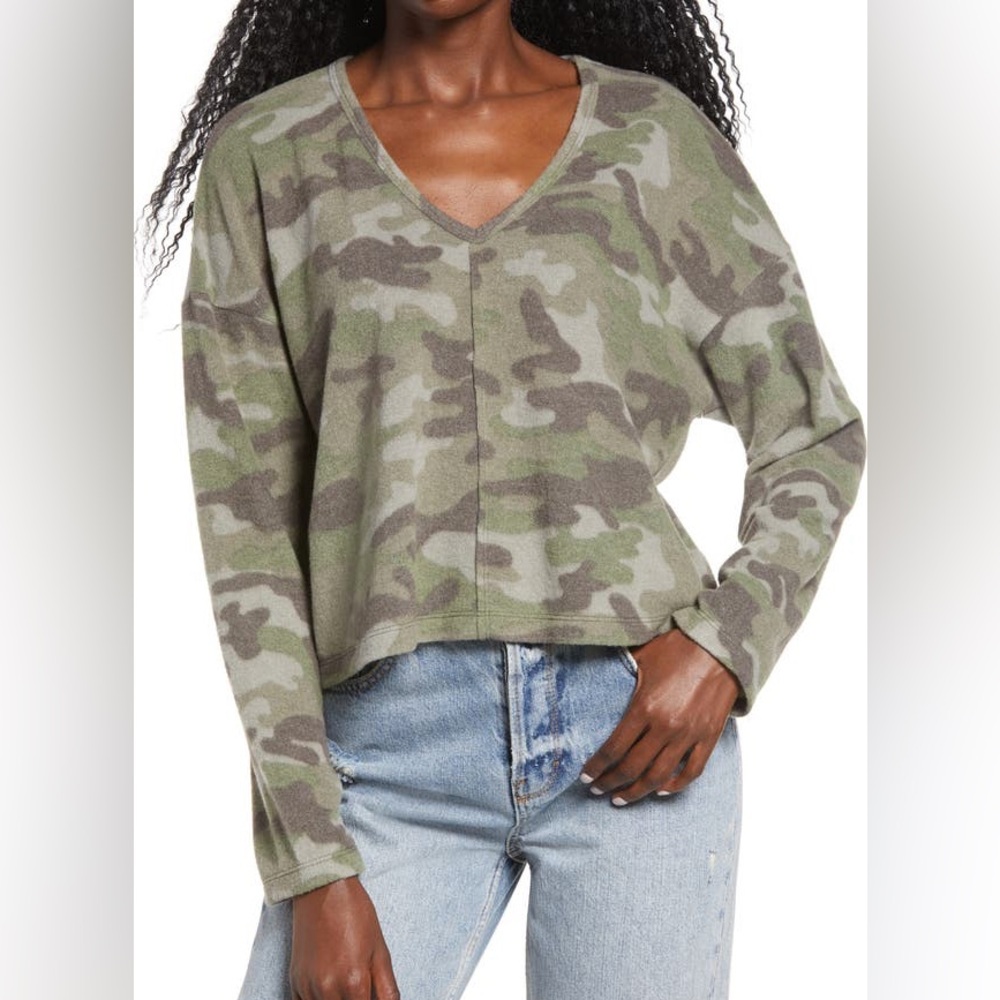Lalaland Camouflage Long Sleeve Crop Top Size S